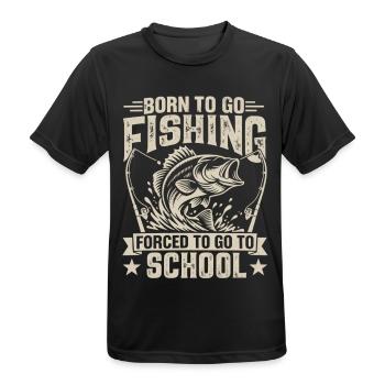 Geboren, um angeln zu gehen, gezwungen, zur Schule zu gehen - Männer T-Shirt atmungsaktiv - Schwarz - Vorne - AI Model Male 178 light (178cm)