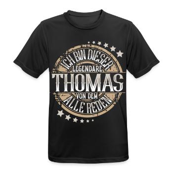 Thomas - Männer T-Shirt atmungsaktiv - Schwarz - Vorne - AI Model Male 178 light (178cm)