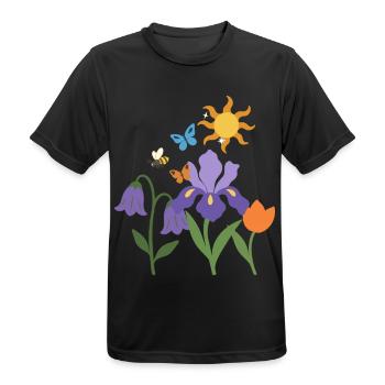 Blumen botanisch Blumenmotiv Illustration Pflanze - Männer T-Shirt atmungsaktiv - Schwarz - Vorne - AI Model Male 178 light (178cm)