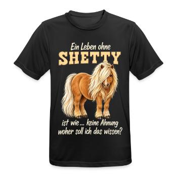 Shetty Shetland Pony – Lustiger Pferdespruch - Männer T-Shirt atmungsaktiv - Schwarz - Vorne - AI Model Male 178 light (178cm)