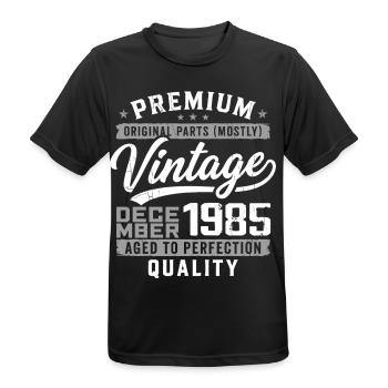 Vintage Dezember 1985 Qualitätsausgabe - Männer T-Shirt atmungsaktiv - Schwarz - Vorne - AI Model Male 178 light (178cm)