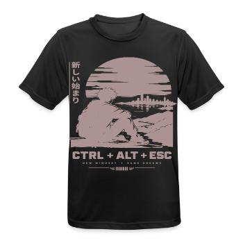 Neue Horizonte: CTRL ALT ESC Retro-Szene - Männer T-Shirt atmungsaktiv - Schwarz - Vorne - AI Model Male 178 light (178cm)