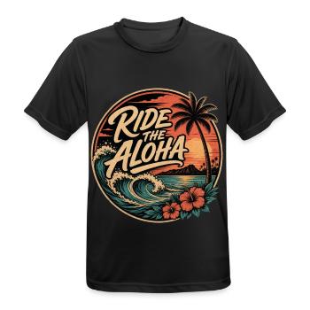 Ride the Aloha - Männer T-Shirt atmungsaktiv - Schwarz - Vorne - AI Model Male 178 light (178cm)