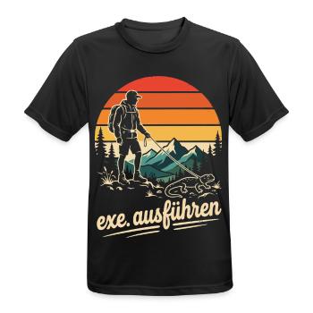 Programmierer Humor exe Echse ausführen - Männer T-Shirt atmungsaktiv - Schwarz - Vorne - AI Model Male 178 light (178cm)