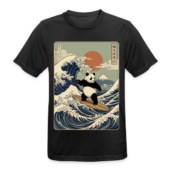Panda, Surfen, Japanisch, Surfer, Pandabär - Männer T-Shirt atmungsaktiv - Schwarz - Vorne - AI Model Male 178 light (178cm)