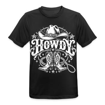 Howdy Western - Männer T-Shirt atmungsaktiv - Schwarz - Vorne - AI Model Male 178 light (178cm)