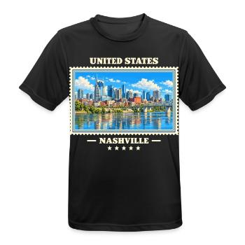 Vereinigte Staaten Nashville Vintage Reisemarke - Männer T-Shirt atmungsaktiv - Schwarz - Vorne - AI Model Male 178 light (178cm)