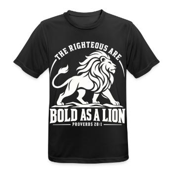 Bibel Spruch Mut und Glaube Löwe - Männer T-Shirt atmungsaktiv - Schwarz - Vorne - AI Model Male 178 light (178cm)