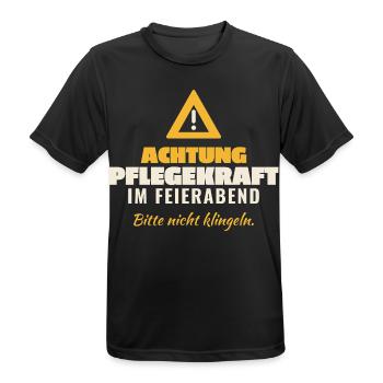 Achtung Pflegekraft Feierabend - Männer T-Shirt atmungsaktiv - Schwarz - Vorne - AI Model Male 178 light (178cm)