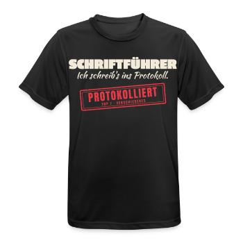 Protokollwitz Schriftführer - Männer T-Shirt atmungsaktiv - Schwarz - Vorne - AI Model Male 178 light (178cm)