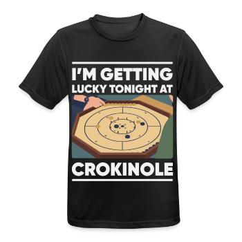 I'm Getting Lucky Tonight – Crokinole Spieler - Männer T-Shirt atmungsaktiv - Schwarz - Vorne - AI Model Male 178 light (178cm)