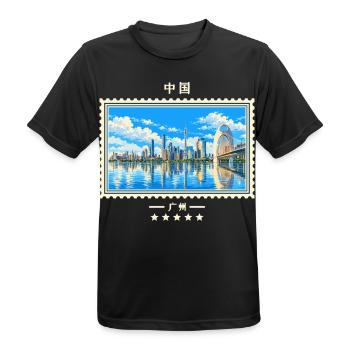 China Guangzhou Vintage Reisemarke - Männer T-Shirt atmungsaktiv - Schwarz - Vorne - AI Model Male 178 light (178cm)