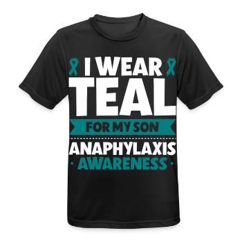 Anaphylaxie Sohn - Ich trag Türkis - Männer T-Shirt atmungsaktiv - Schwarz - Vorne - AI Model Male 178 light (178cm)