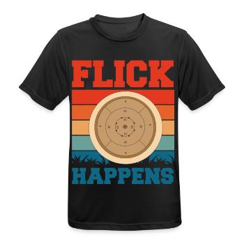 Flick Happens – Lustiges Crokinole Brettspiel - Männer T-Shirt atmungsaktiv - Schwarz - Vorne - AI Model Male 178 light (178cm)