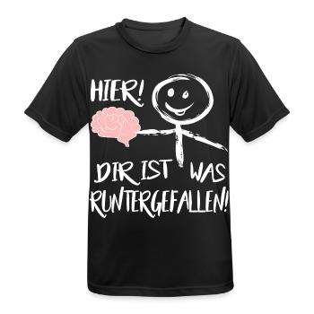 Gehirn Hier runtergefallen Männchen Sprüche  - Männer T-Shirt atmungsaktiv - Schwarz - Vorne - AI Model Male 178 light (178cm)