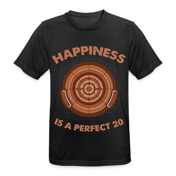 Happiness Is a Perfect 20 – Crokinole Brett - Männer T-Shirt atmungsaktiv - Schwarz - Vorne - AI Model Male 178 light (178cm)