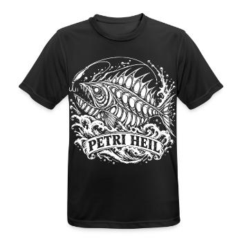 Petri Heil. Monsterfisch aus der Tiefsee. - Männer T-Shirt atmungsaktiv - Schwarz - Vorne - AI Model Male 178 light (178cm)