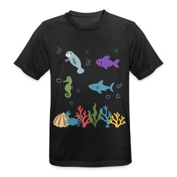 Seekuh Unterwasser Kinder Fisch Seepferdchen - Männer T-Shirt atmungsaktiv - Schwarz - Vorne - AI Model Male 178 light (178cm)