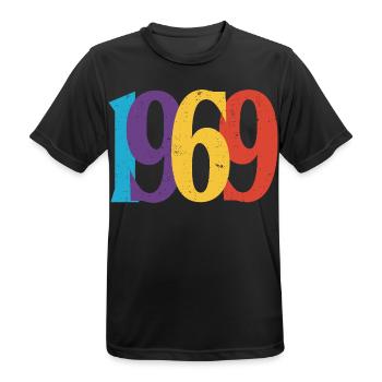 Geboren 1969 Geburtstagsgeschenk Geburtstag 69 - Männer T-Shirt atmungsaktiv - Schwarz - Vorne - AI Model Male 178 light (178cm)