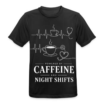 Kaffee Power Nachtshifts Illustration - Männer T-Shirt atmungsaktiv - Schwarz - Vorne - AI Model Male 178 light (178cm)