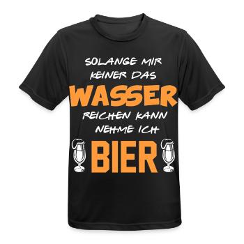 Wasser reichen Bier trinken Alkohol Sprüche - Männer T-Shirt atmungsaktiv - Schwarz - Vorne - AI Model Male 178 light (178cm)