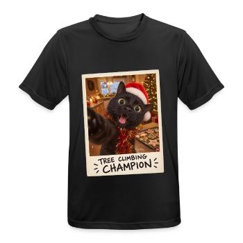 Tree Climbing Champion Schwarze Katze - Männer T-Shirt atmungsaktiv - Schwarz - Vorne - AI Model Male 178 light (178cm)
