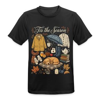 Herbstzauber Kuscheloutfit - Männer T-Shirt atmungsaktiv - Schwarz - Vorne - AI Model Male 178 light (178cm)