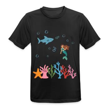 Hai Unterwasser Kinder Meerjungfrau märchenhaft - Männer T-Shirt atmungsaktiv - Schwarz - Vorne - AI Model Male 178 light (178cm)