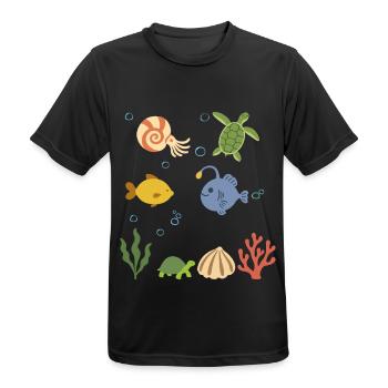 Nautilus Unterwasser Kinder Meeresschildkröte Meer - Männer T-Shirt atmungsaktiv - Schwarz - Vorne - AI Model Male 178 light (178cm)