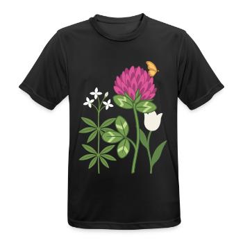 Tulpe Blumen Waldmeister Rotklee floral Zeichnung - Männer T-Shirt atmungsaktiv - Schwarz - Vorne - AI Model Male 178 light (178cm)