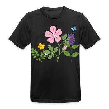 Blumen botanisch Garten Zeichnung Blumenliebhaber - Männer T-Shirt atmungsaktiv - Schwarz - Vorne - AI Model Male 178 light (178cm)