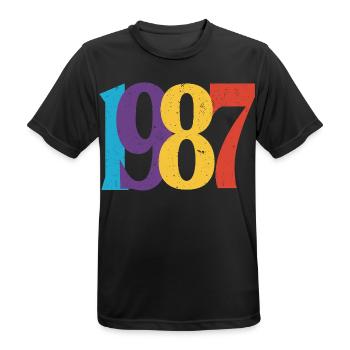 Geboren 1987 Geburtstagsgeschenk Geburtstag 87 - Männer T-Shirt atmungsaktiv - Schwarz - Vorne - AI Model Male 178 light (178cm)