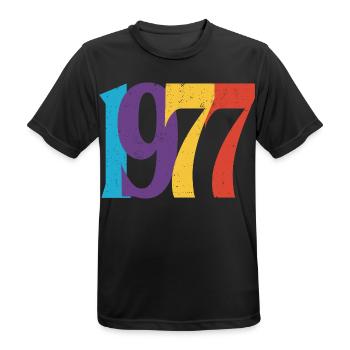 Geboren 1977 Geburtstagsgeschenk Geburtstag 77 - Männer T-Shirt atmungsaktiv - Schwarz - Vorne - AI Model Male 178 light (178cm)