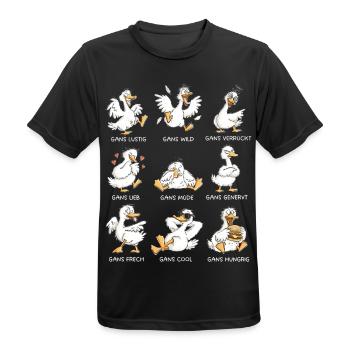 Gans Lustig Wild Verrückt Gänse Wortspiel - Männer T-Shirt atmungsaktiv - Schwarz - Vorne - AI Model Male 178 light (178cm)