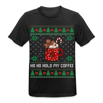 Ho Ho Hold My Coffee – Lebkuchen Kaffeetasse - Männer T-Shirt atmungsaktiv - Schwarz - Vorne - AI Model Male 178 light (178cm)