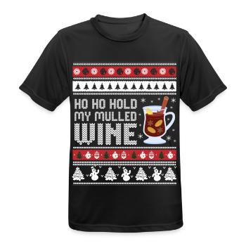 Ho Ho Hold My Mulled Wine – Glühwein Weihnachten - Männer T-Shirt atmungsaktiv - Schwarz - Vorne - AI Model Male 178 light (178cm)