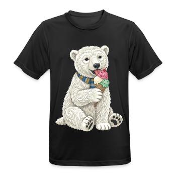 Eisbär mit buntem Eiscreme-Spaß - Männer T-Shirt atmungsaktiv - Schwarz - Vorne - AI Model Male 178 light (178cm)