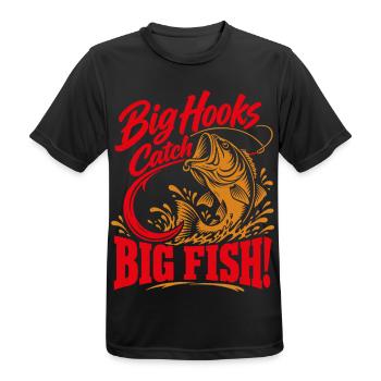Big Hooks Catch Big Fish – Angler Spruch - Männer T-Shirt atmungsaktiv - Schwarz - Vorne - AI Model Male 178 light (178cm)