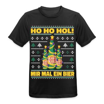 Ho Ho Hol – Weihnachtsbaum aus Bierflaschen - Männer T-Shirt atmungsaktiv - Schwarz - Vorne - AI Model Male 178 light (178cm)