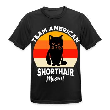 Team Amerikanische Kurzhaarkatze - Männer T-Shirt atmungsaktiv - Schwarz - Vorne - AI Model Male 178 light (178cm)