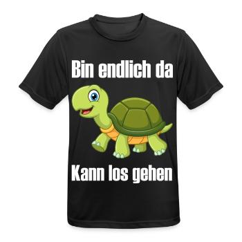 Bin endlich da kann los gehen lustige Schildkröte - Männer T-Shirt atmungsaktiv - Schwarz - Vorne - AI Model Male 178 light (178cm)