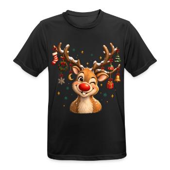 Vintage Christmas Reindeer, Cute Retro Reindeer - Männer T-Shirt atmungsaktiv - Schwarz - Vorne - AI Model Male 178 light (178cm)