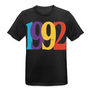 Geboren 1992 Geburtstagsgeschenk Geburtstag 92 - Männer T-Shirt atmungsaktiv - Schwarz - Vorne - AI Model Male 178 light (178cm)