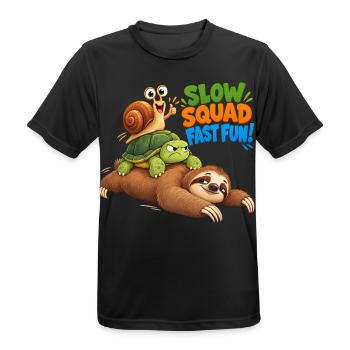 Slow Squad Fast Fun - Funny Slow Animals - Männer T-Shirt atmungsaktiv - Schwarz - Vorne - AI Model Male 178 light (178cm)