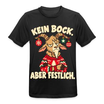 Kein Bock, aber festlich – Weihnachtsziege - Männer T-Shirt atmungsaktiv - Schwarz - Vorne - AI Model Male 178 light (178cm)