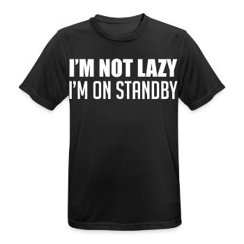 I'm not lazy, I'm on standby - Men's Breathable T-Shirt - black - Front - AI Model Male 178 light (178cm)