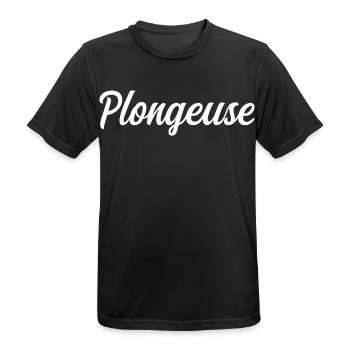 Plongeuse Sous-Marine Palmes Bouteille Océan - T-shirt respirant Homme - noir - Devant - AI Model Male 178 light (178cm)