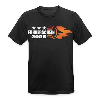 Driver's license passed 2026 - Driver's license - Men's Breathable T-Shirt - black - Front - AI Model Male 178 light (178cm)
