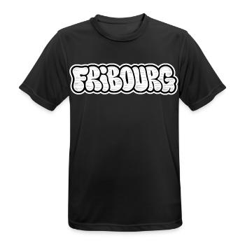Fribourg Throwie Graffiti - Männer T-Shirt atmungsaktiv - Schwarz - Vorne - AI Model Male 178 light (178cm)