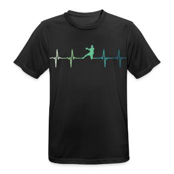 Handball, Herzschlag, Handball - Männer T-Shirt atmungsaktiv - Schwarz - Vorne - AI Model Male 178 light (178cm)